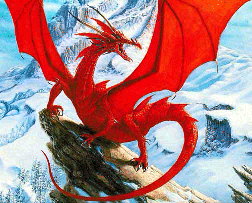 Red Dragon looking
out over Snowy Mountains
