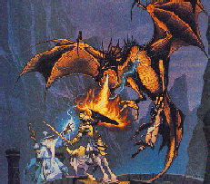 Knight fighting the Red Dragon